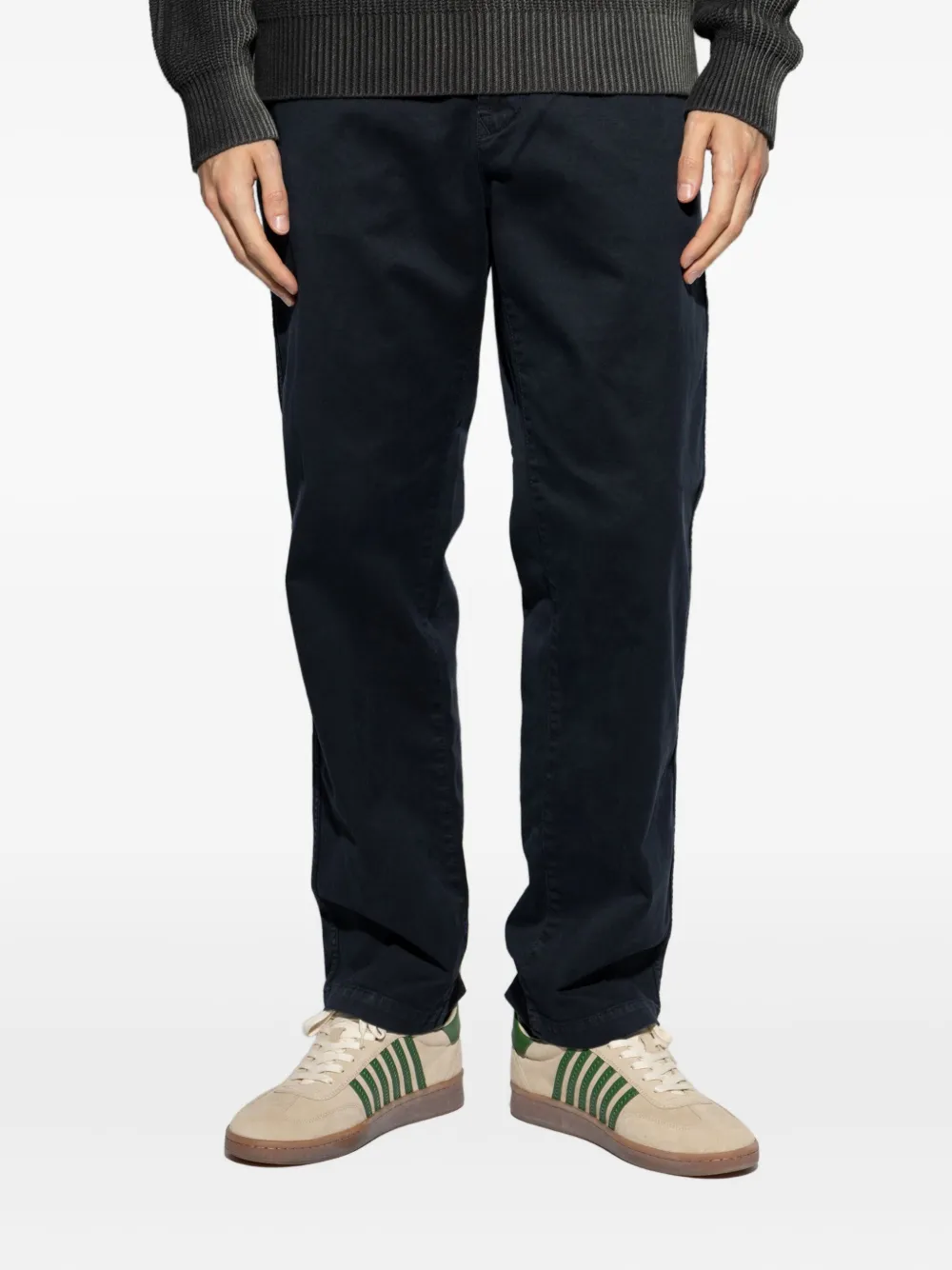 Stone Island Compass-patch cotton trousers Blauw