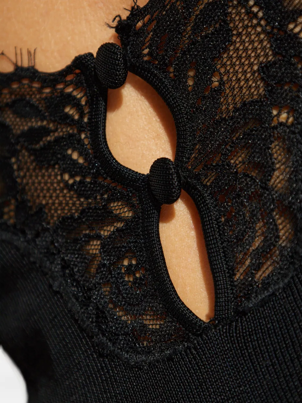 Self-Portrait lace-insert dress Zwart