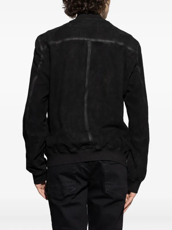 AllSaints Jaqueta Bomber De Camurça | Preto | FARFETCH BR