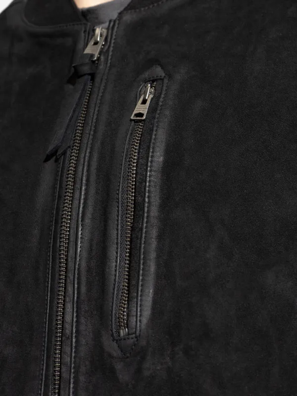 AllSaints スエード ボンバージャケット | ブラック | FARFETCH JP
