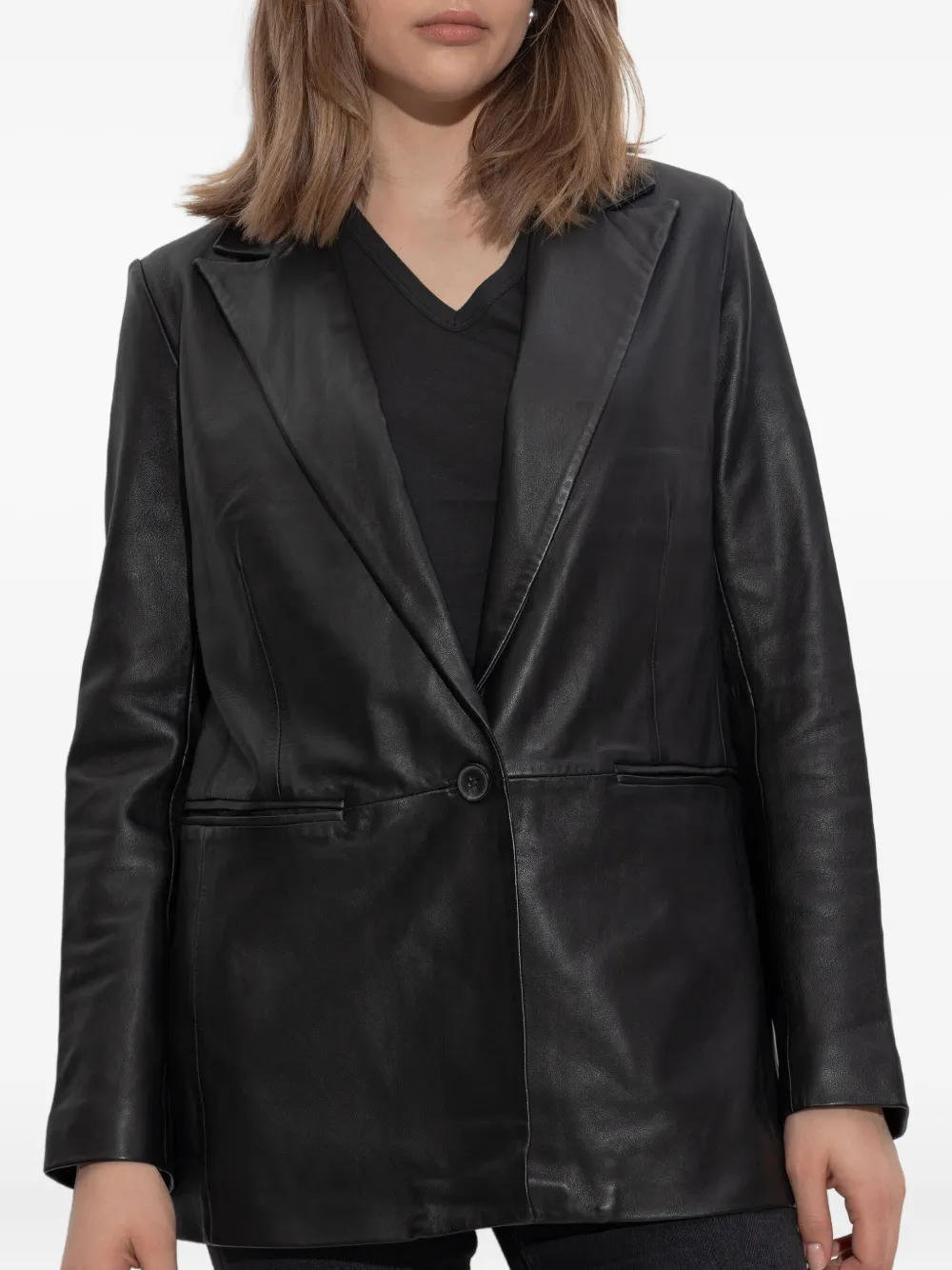 AllSaints Deri leather blazer Zwart
