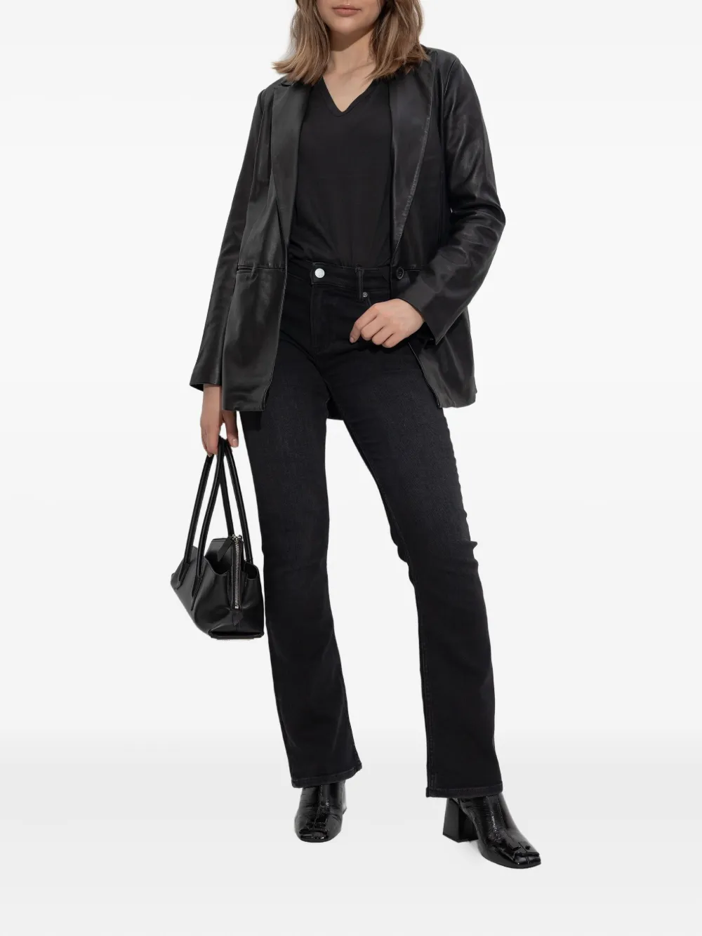 AllSaints Deri leather blazer Zwart