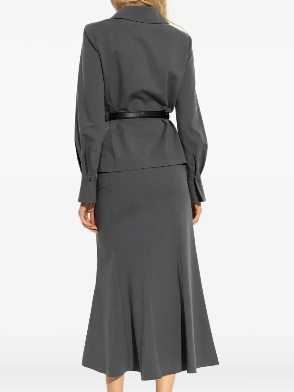 Self-Portrait twill midi dress Grijs