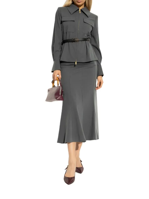 Self-Portrait Twill Midi Dress | Grey | FARFETCH MY