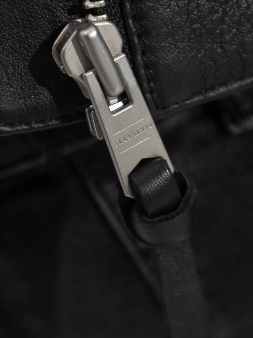 AllSaints Orten leren bomberjack met rits Zwart
