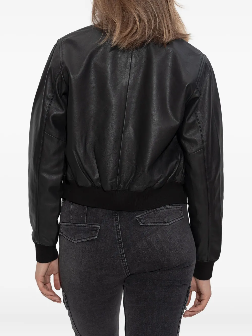 AllSaints Orten leren bomberjack met rits Zwart