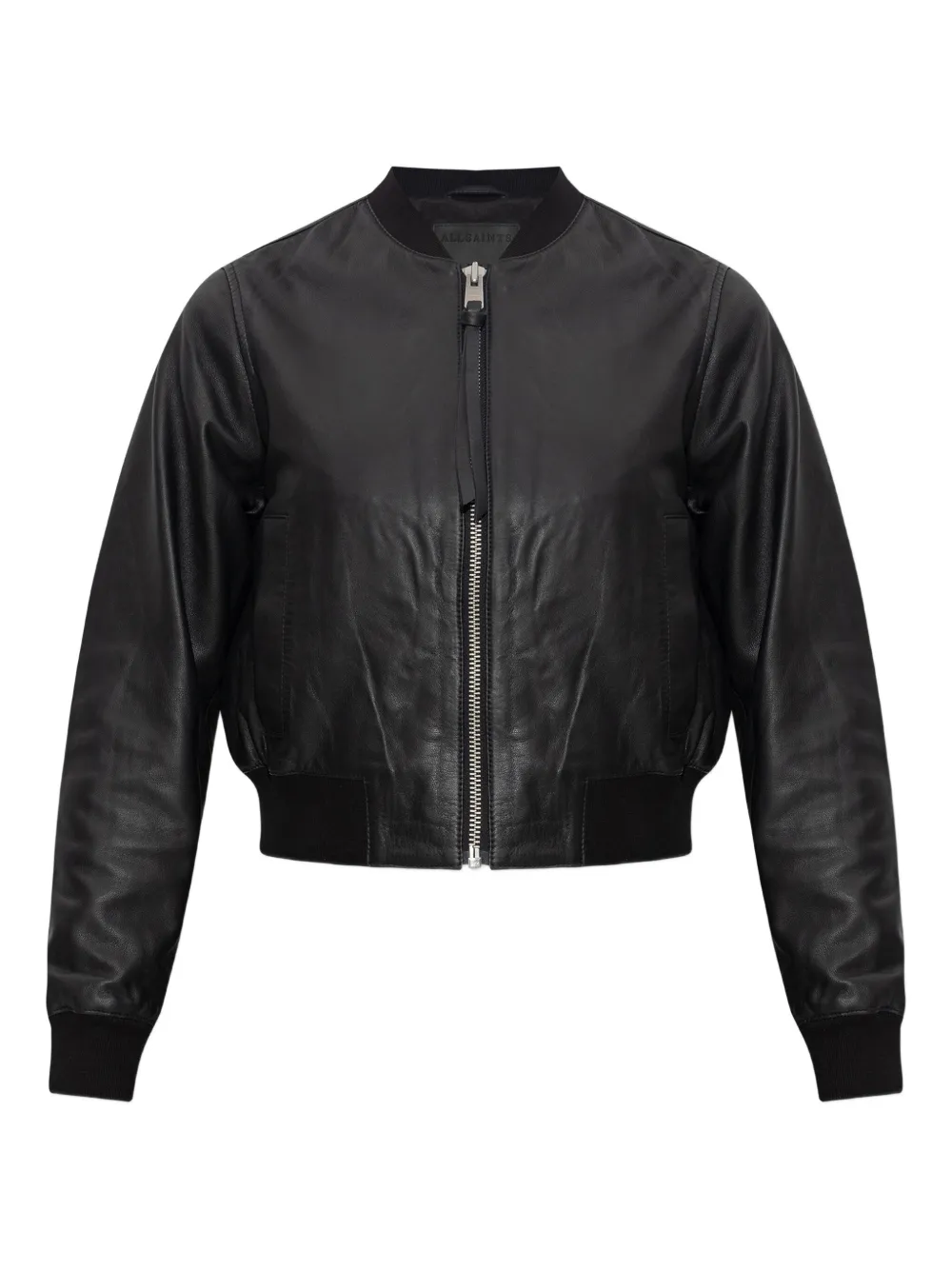 AllSaints Orten leren bomberjack met rits Zwart