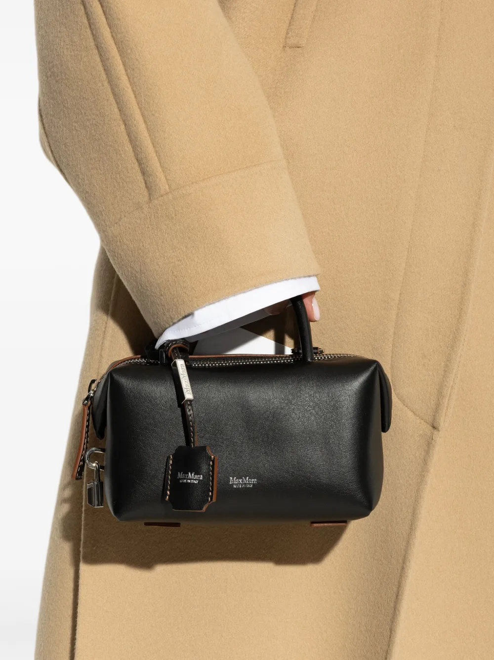 Max Mara Shopper met ritssluiting en handgreep - Zwart
