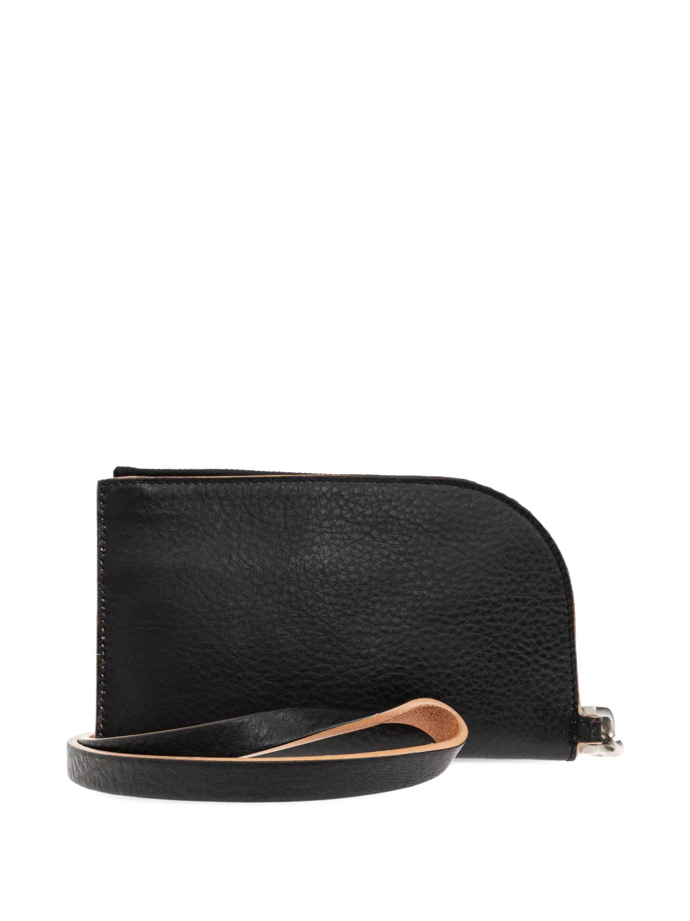 Rick Owens curved zip leather wallet 09 BLACK