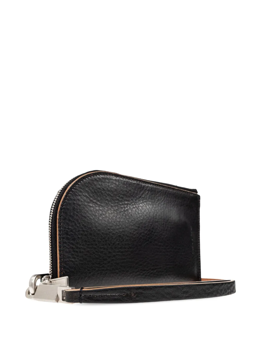 Rick Owens curved zip leather wallet 09 BLACK