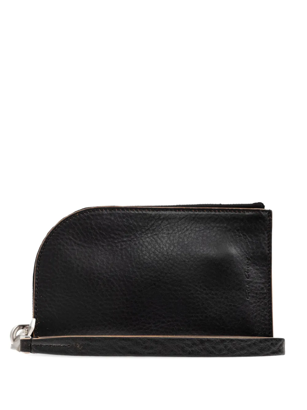 Rick Owens curved zip leather wallet 09 BLACK