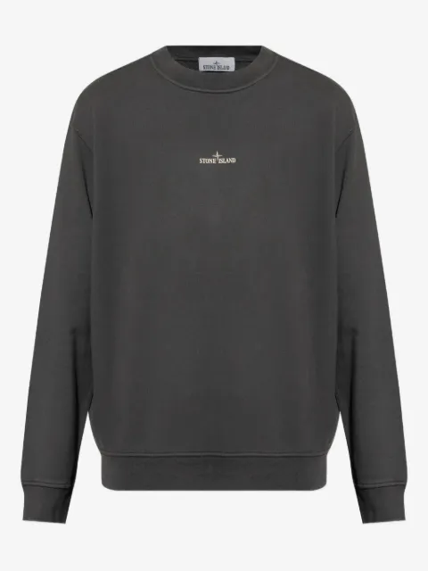Stone Island logo-embroidered crew-neck sweatshirt