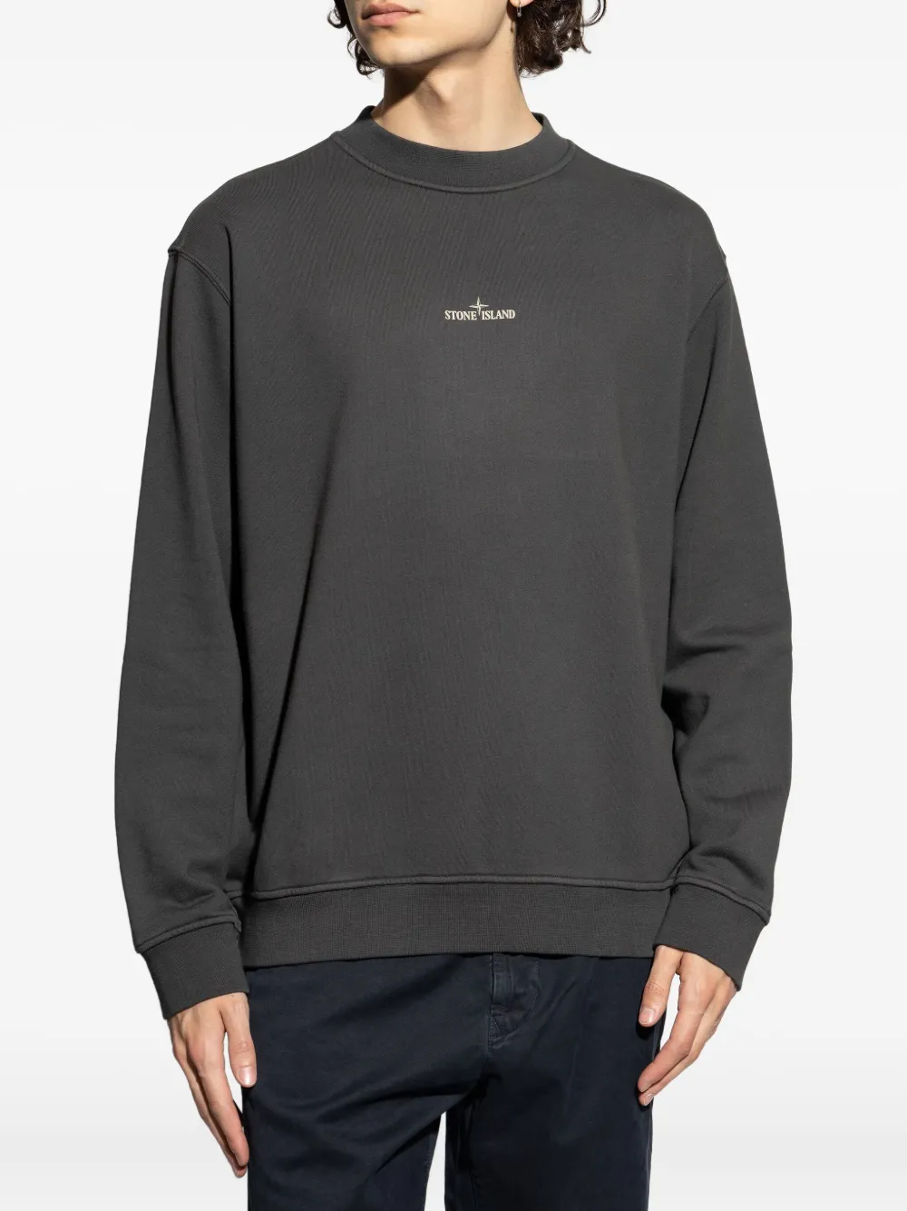 Stone Island Sweater met geborduurd logo Grijs