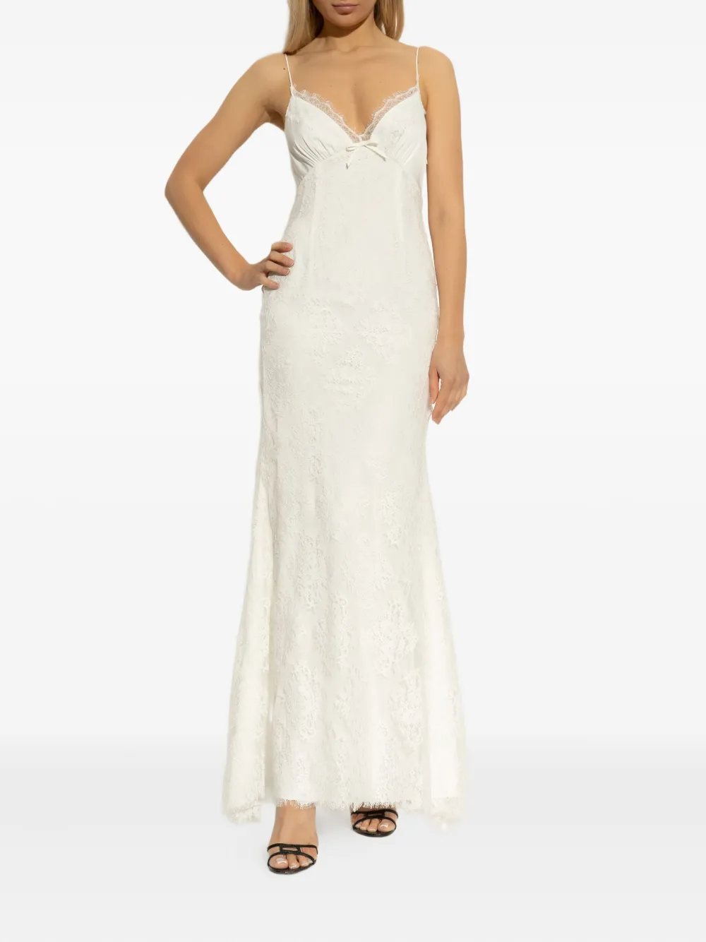 Self-Portrait lace embroidered maxi dress Wit