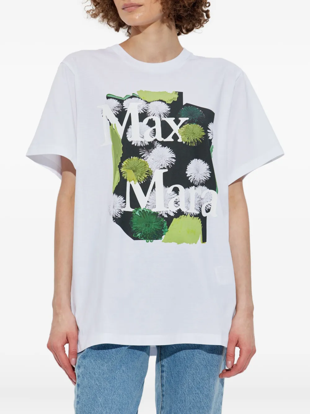  Max Mara T-shirt En Coton à Fleurs - Blanc 