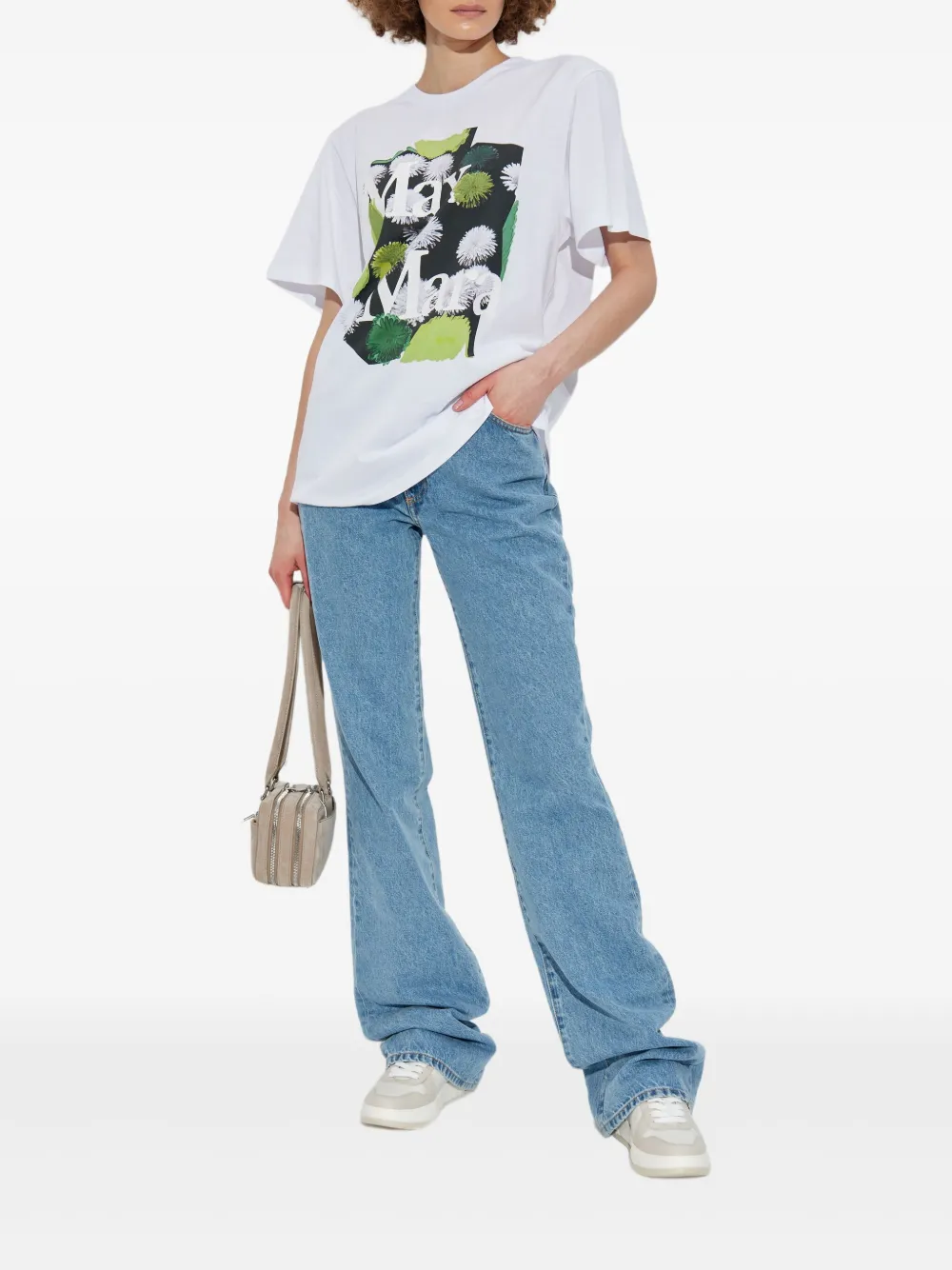  Max Mara T-shirt En Coton à Fleurs - Blanc 