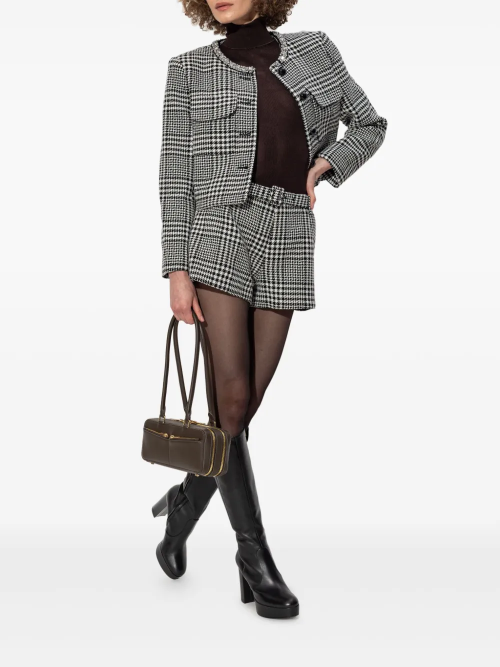 Self-Portrait ribbed turtleneck top Bruin