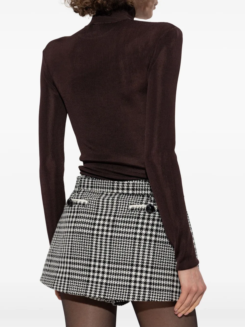 Self-Portrait ribbed turtleneck top Bruin