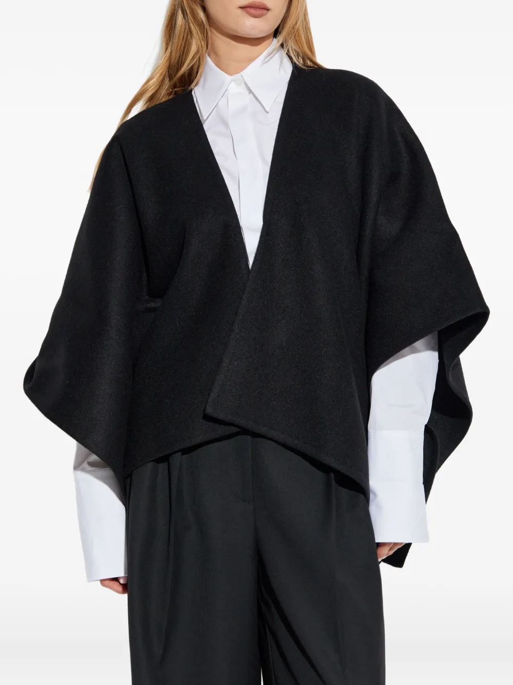 Max Mara Serra gedrapeerde cape Zwart