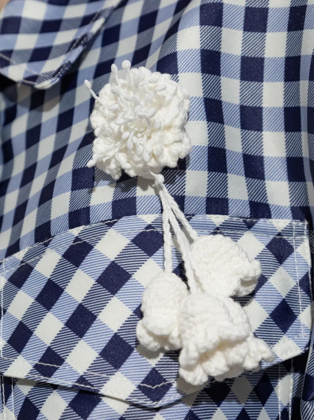 Self-Portrait Geruit jack met pompon Blauw
