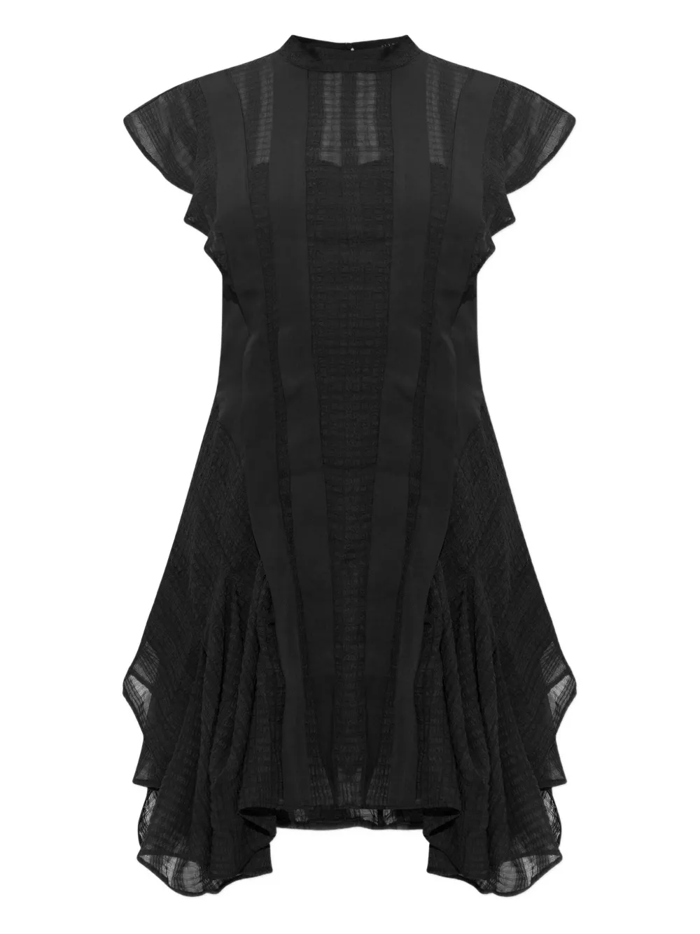 AllSaints Fleur ruffled panelled dress Zwart