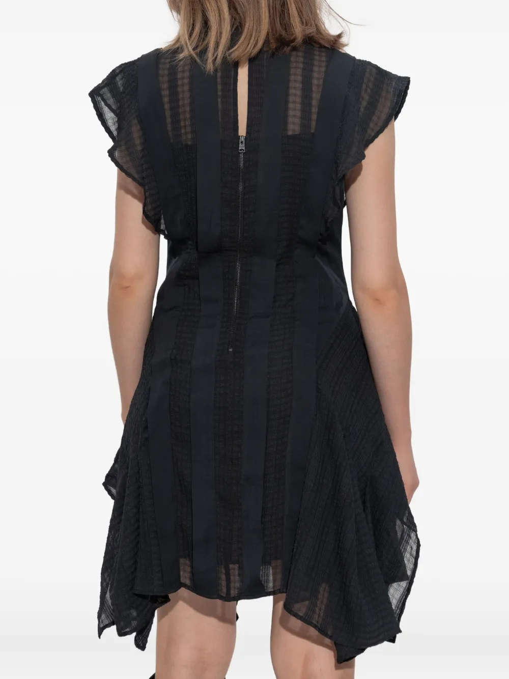 AllSaints Fleur ruffled panelled dress Zwart