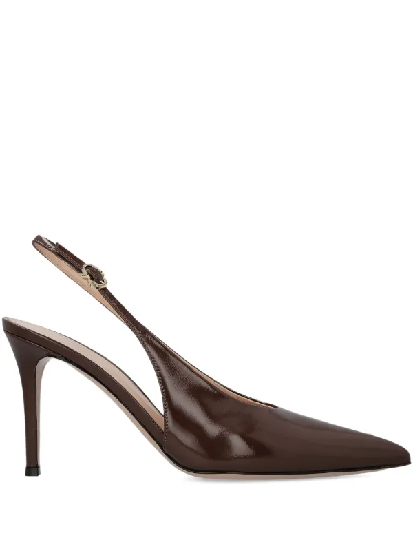 Gianvito Rossi 85mm Robbie Slingback Pumps in Brown