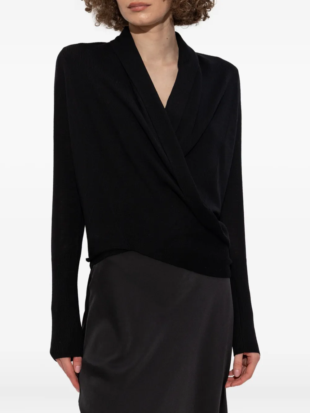 AllSaints Wasson geribbeld wikkelvest Zwart