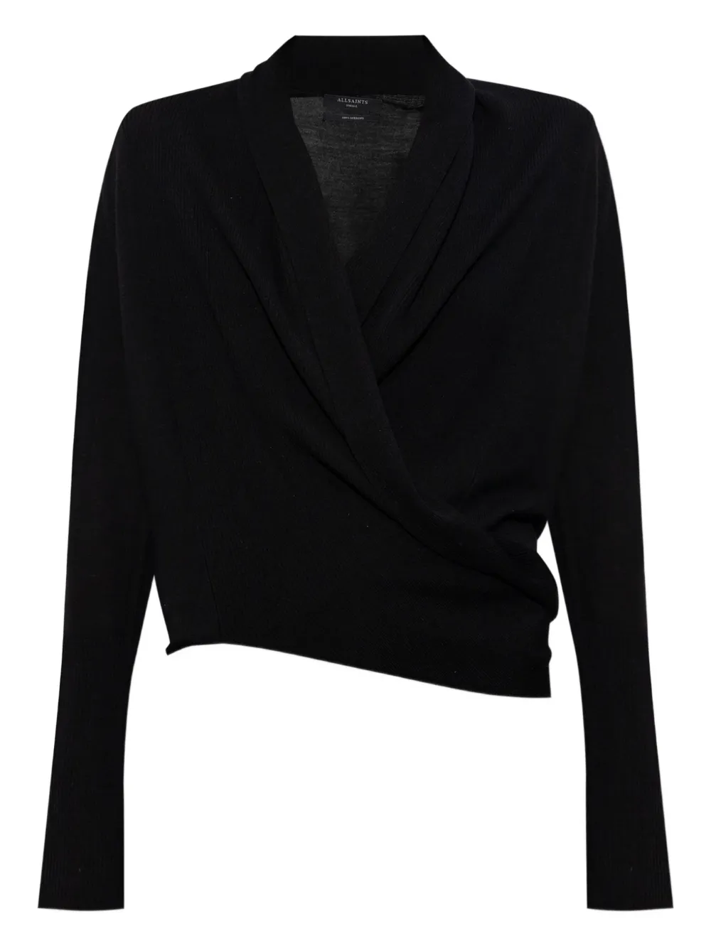 AllSaints Wasson geribbeld wikkelvest Zwart