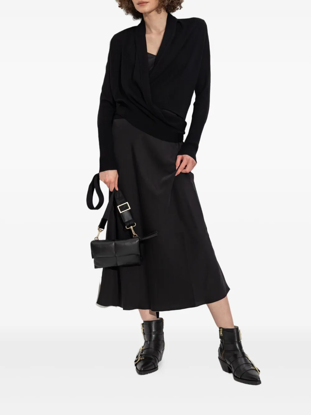 AllSaints Wasson geribbeld wikkelvest Zwart