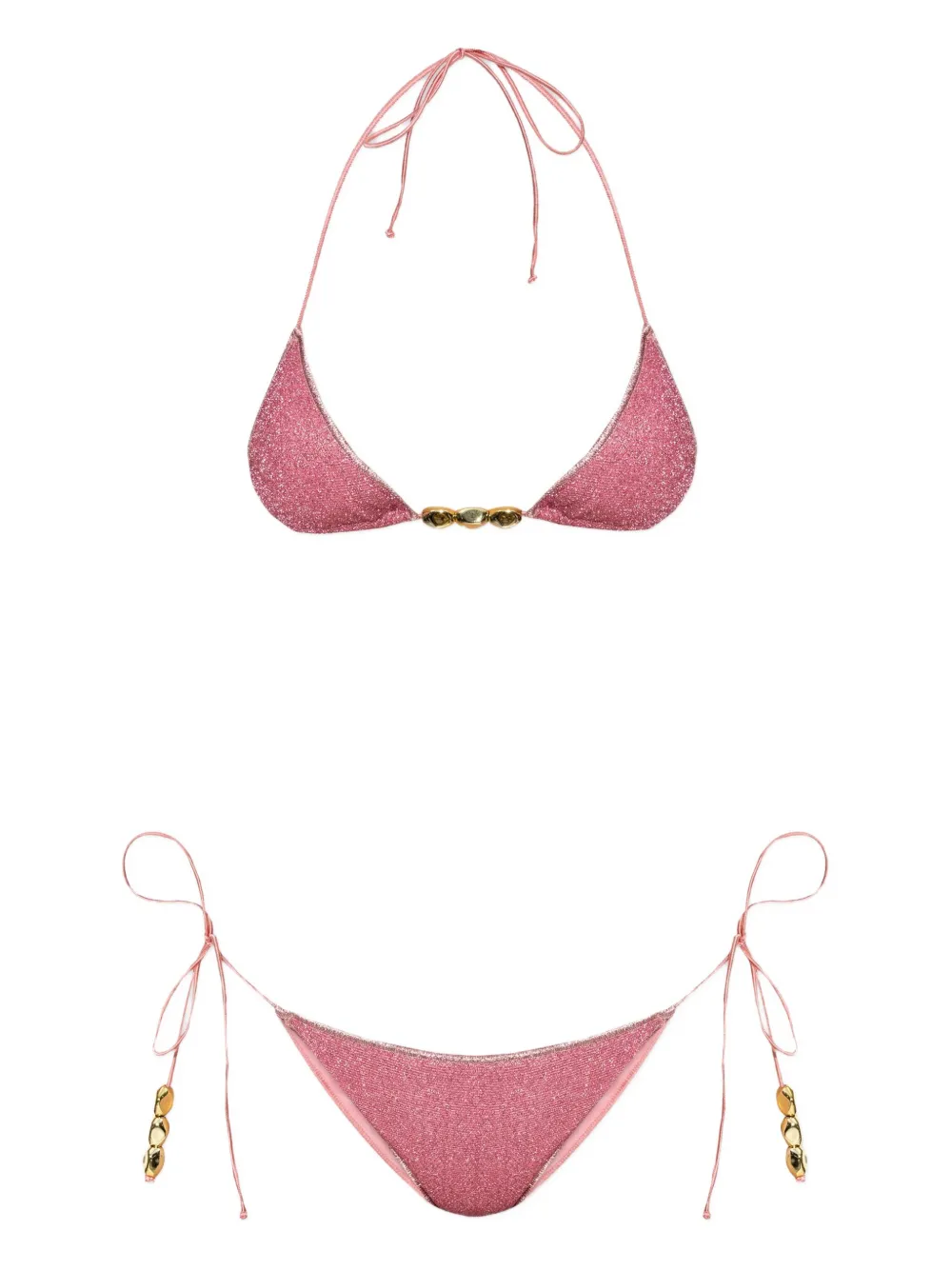 Oséree Lumière lurex triangle bikini set Roze