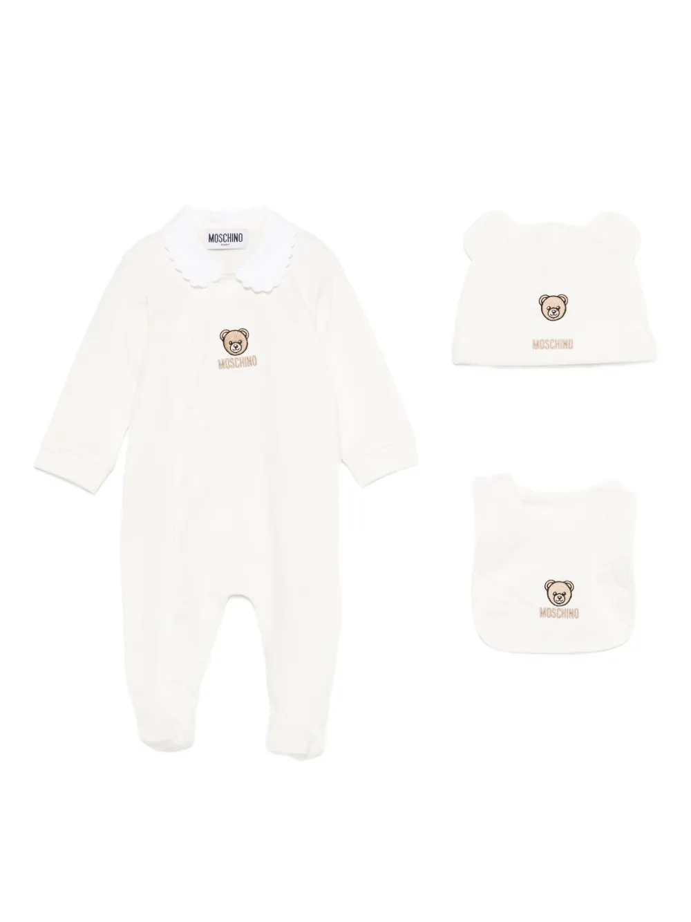 Moschino Kids embroidered collared babygrow set - Bianco