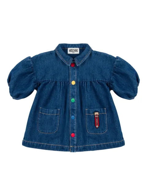Moschino Kids puff-sleeve denim dress