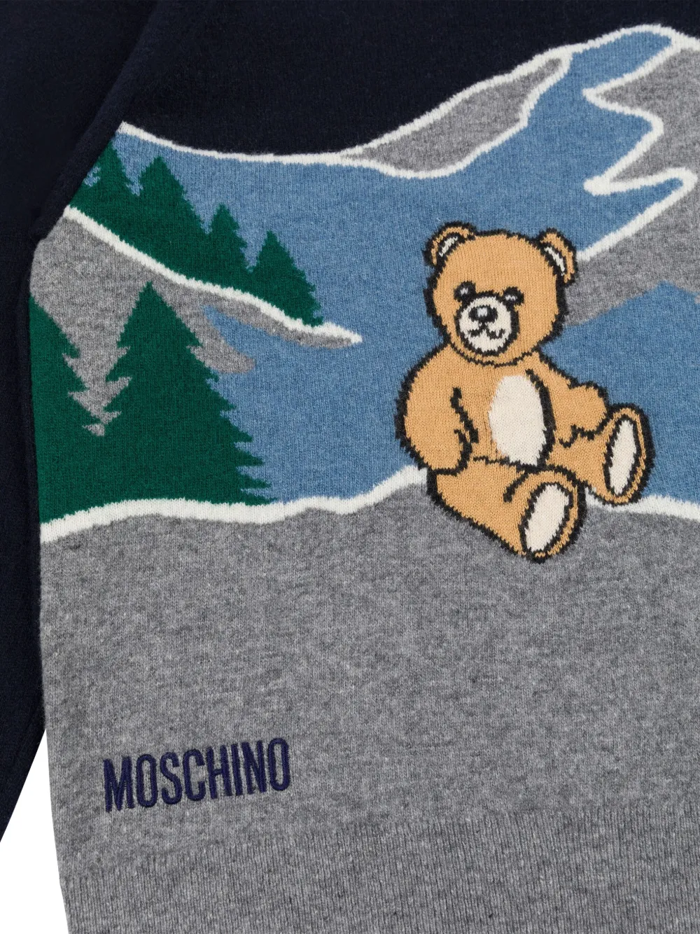 Moschino Kids Mountain Scene Bear trui 40016 Blu