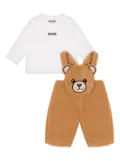 Moschino Kids bear face-appliqué set - White