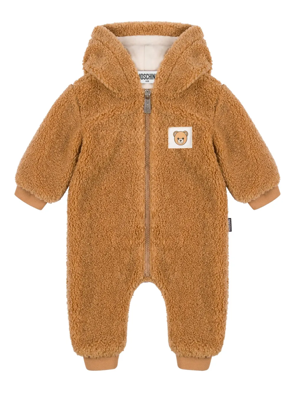 Moschino Kids Jumpsuit van imitatiebont met capuchon Bruin