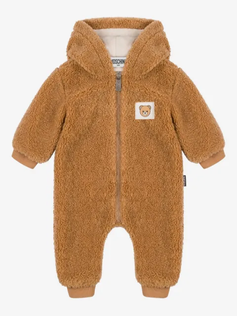 Moschino Kids jumpsuit texturizado con capucha