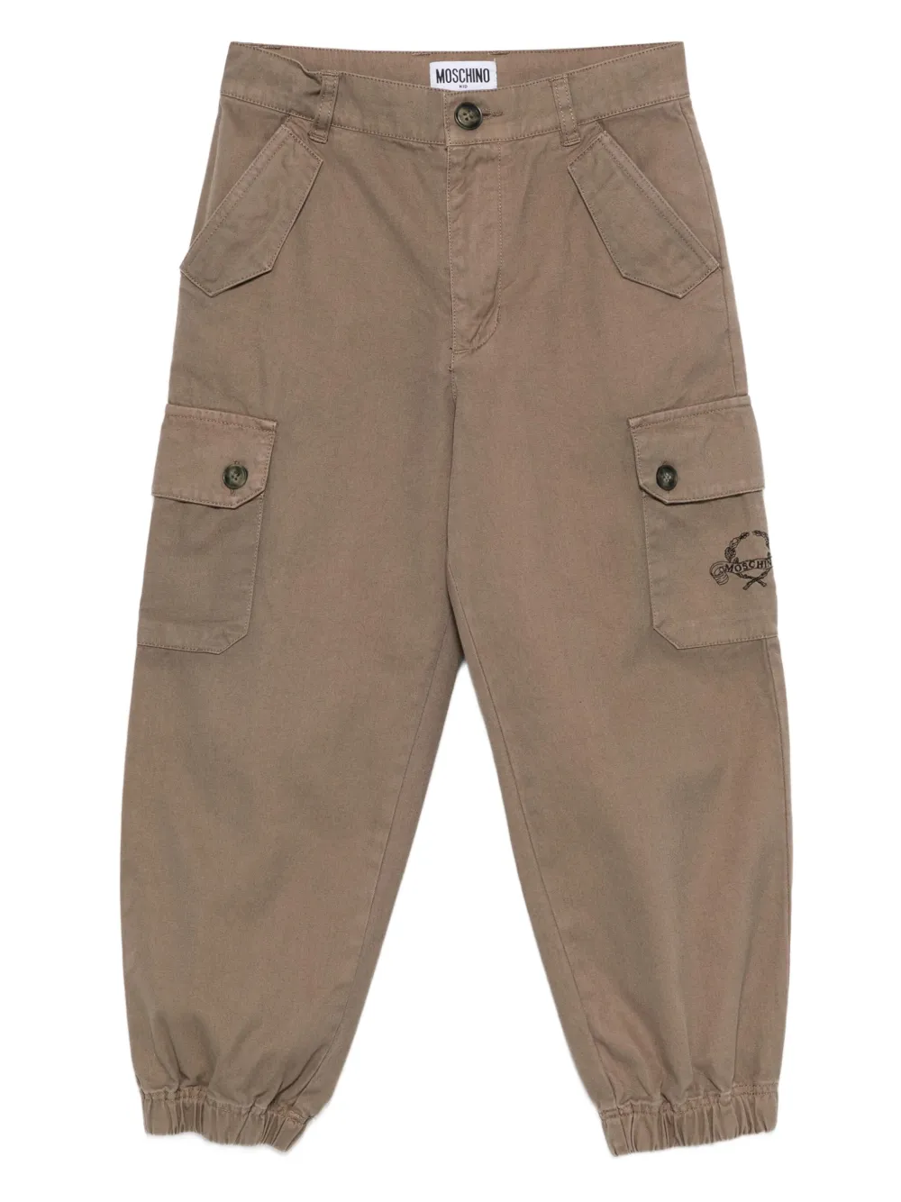 Moschino Kids embroidered-logo cargo pants | Brown | Image 1