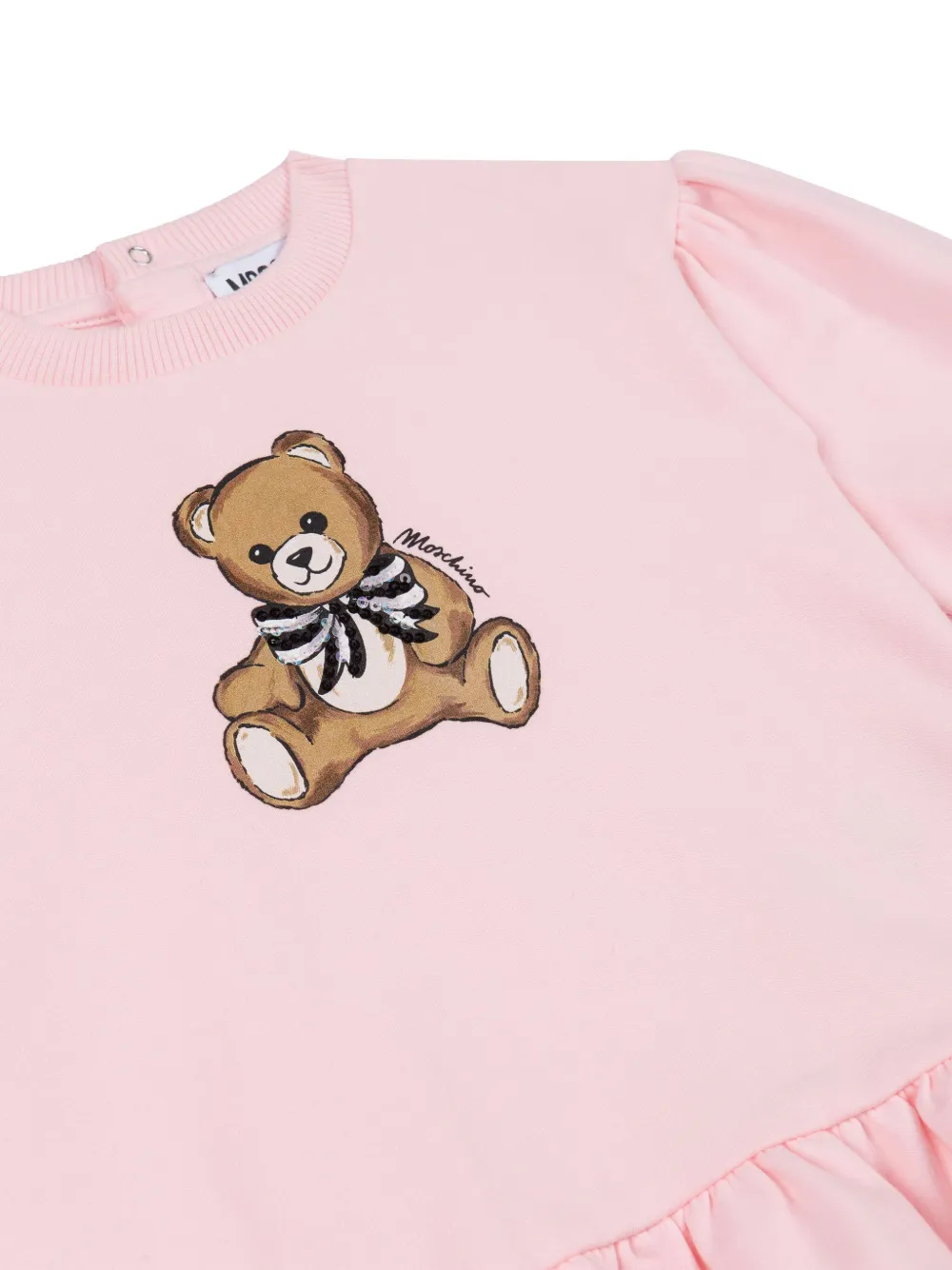 Moschino Kids Jurk met teddybeerprint Roze