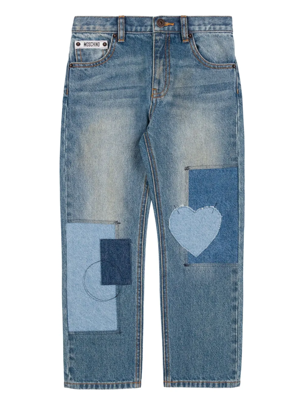 Moschino Kids Jeans met patchwork Blauw