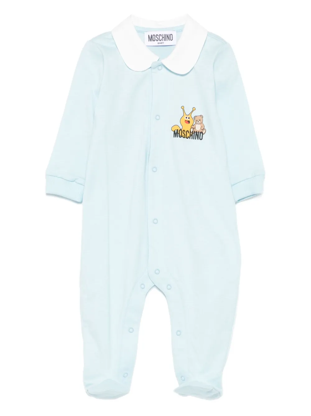 Moschino Kids logo-print romper - ブルー Moschino Kids logo-print romper - ブルー