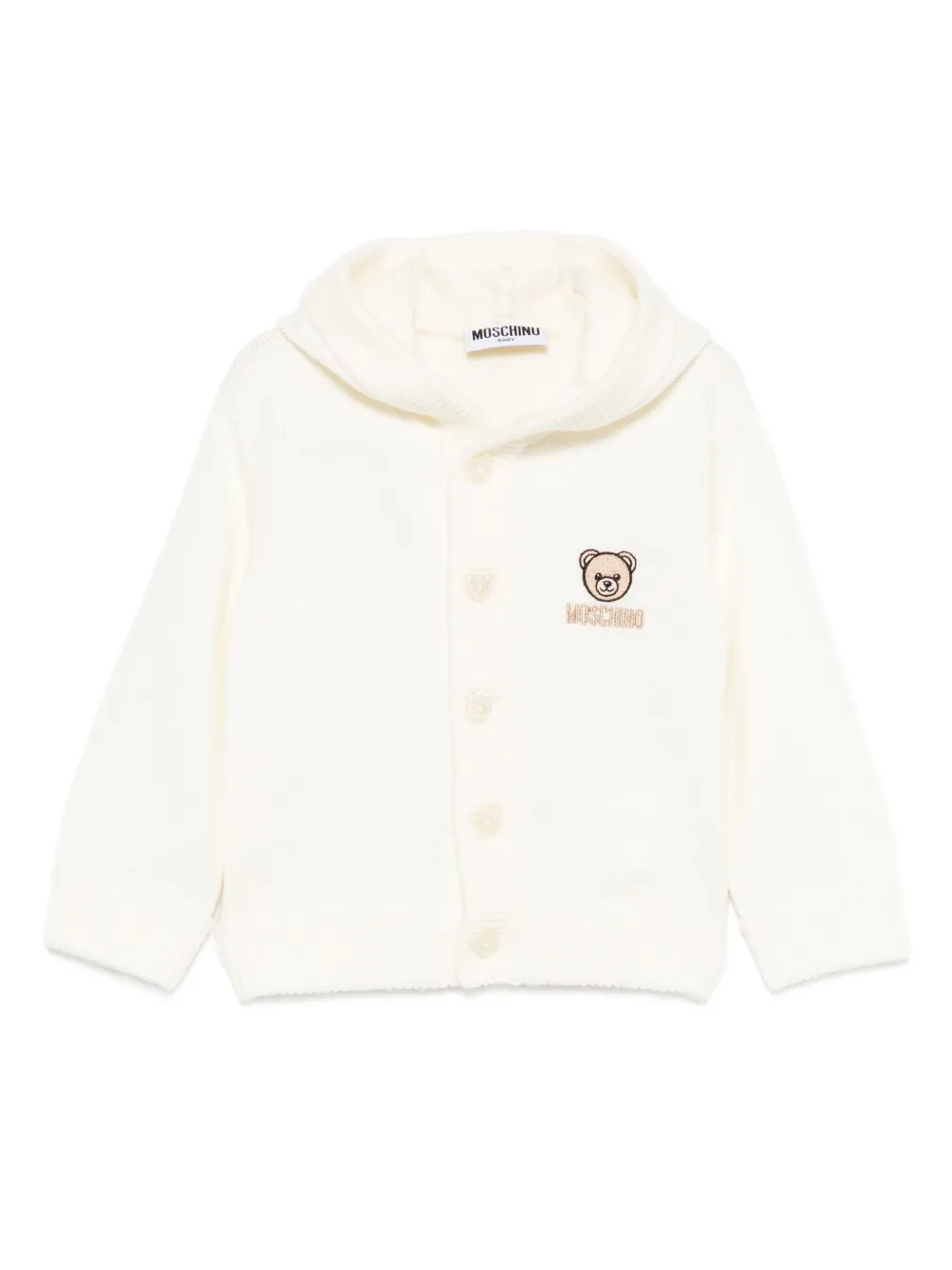 Moschino Kids hooded logo-embroidered cardigan - Toni neutri
