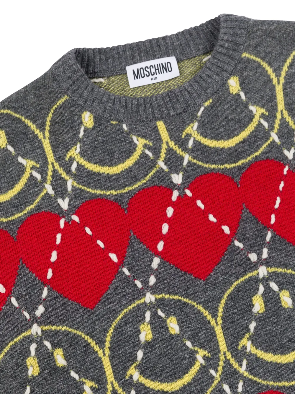 Moschino Kids Gebreide trui met argyle patroon 83279 Grigio