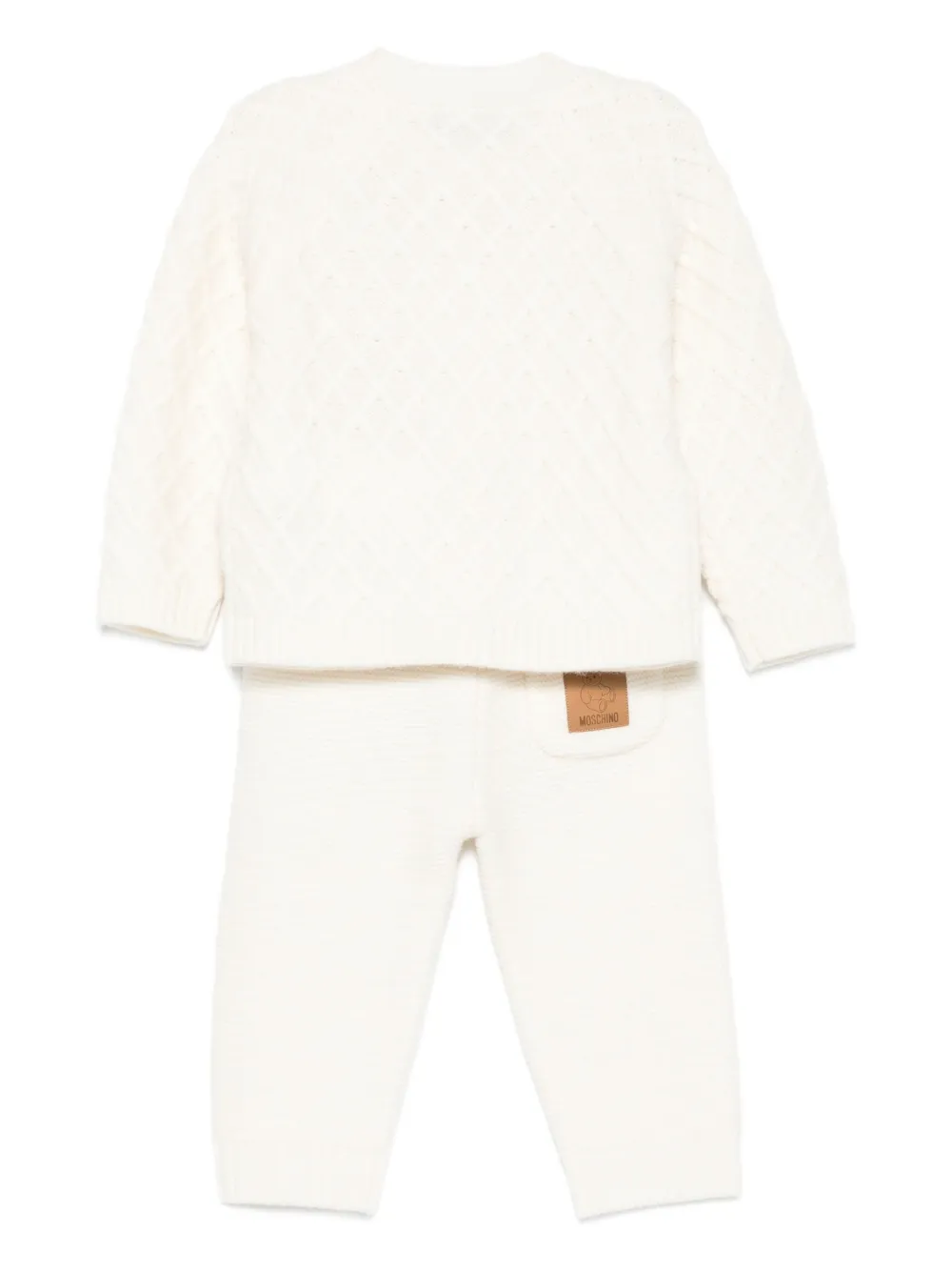 Moschino Kids Gewatteerde gebreide broek set Wit