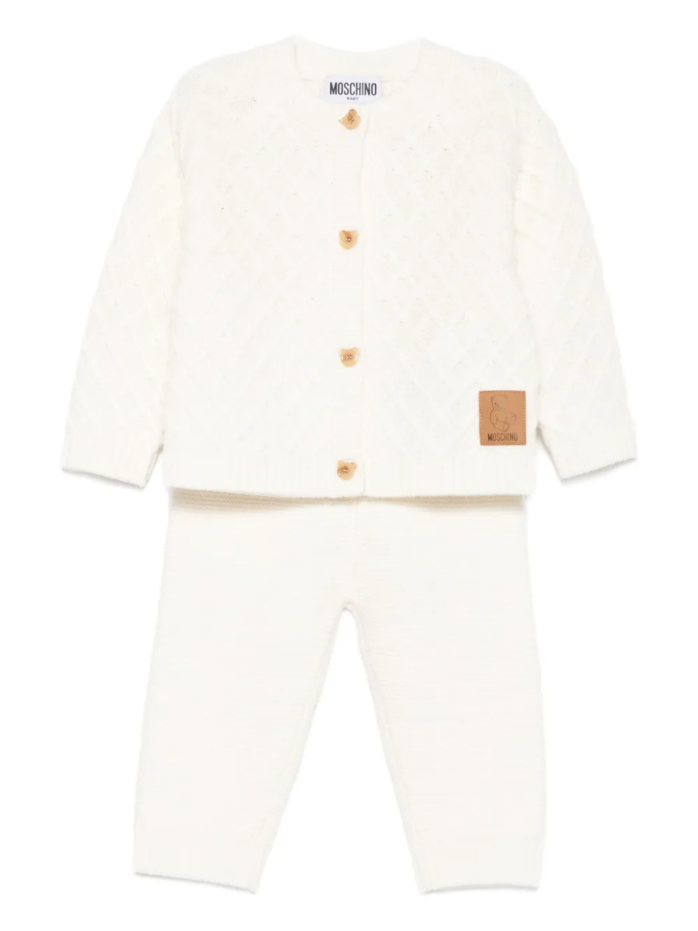 Moschino Kids Gewatteerde gebreide broek set Wit