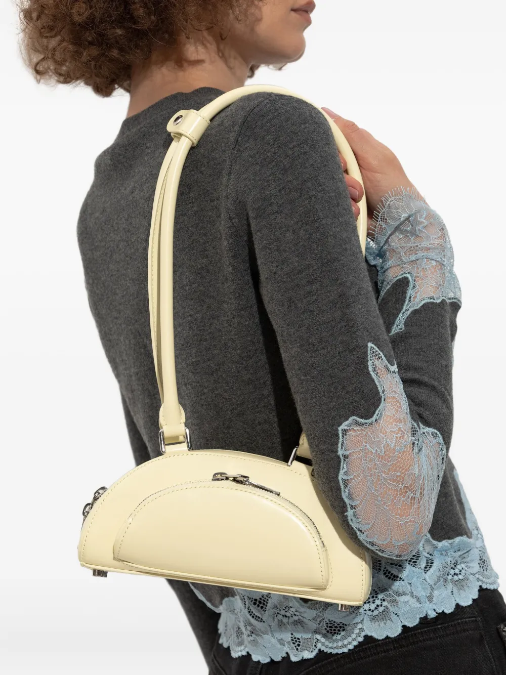 Self-Portrait leather charm-detail shoulder bag Geel