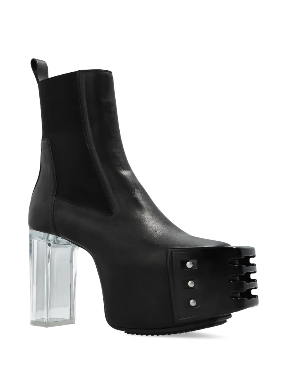 Rick Owens 120mm Grilled platform leather boots Black