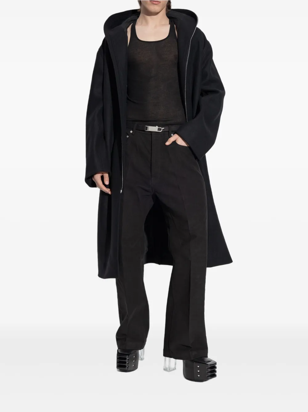 Rick Owens 120mm Grilled platform leather boots Black