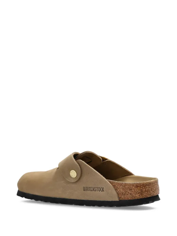 Birkenstock Boston Big Buckle Suede Mules | Brown | FARFETCH