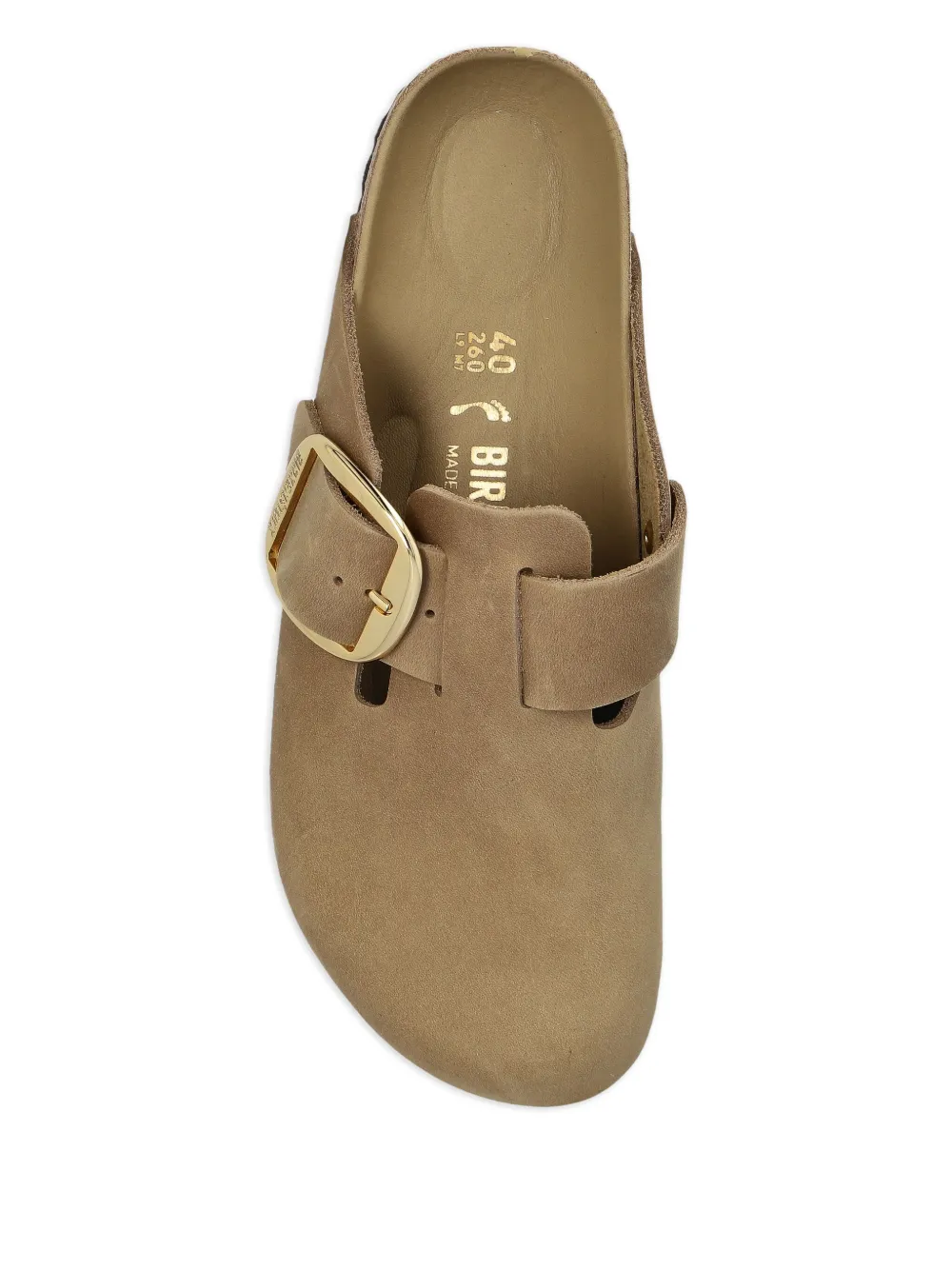 Birkenstock Boston Big Buckle suede mules Bruin